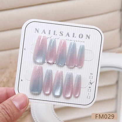 Mermaid – Cat Eye Gradient Medium Coffin Press-On Nails