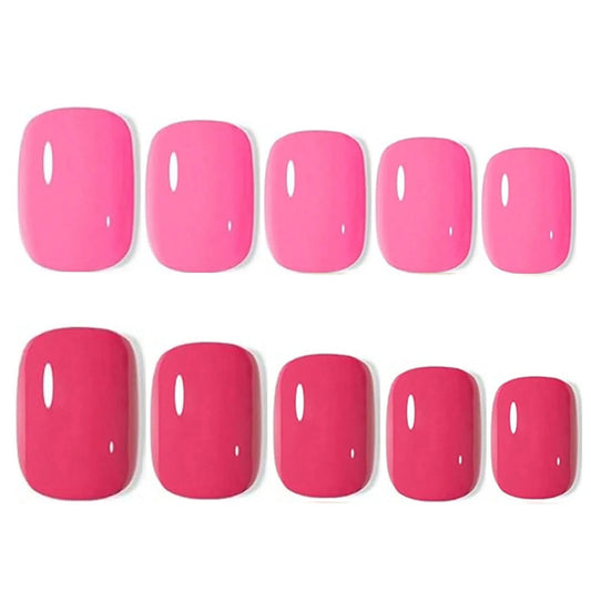 120PCS-Short Square Red Series Fake Nails Art Set- Full Cover Fake Nail Set For Stylish Women & Girls, Perfect for Daily