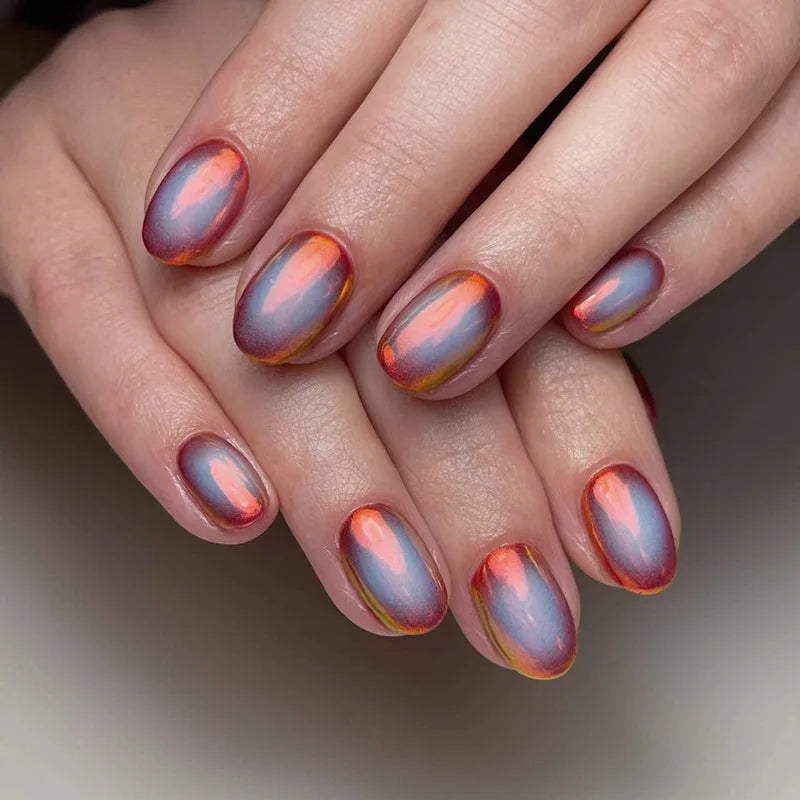 Aurora – Iridescent Gradient Oval Press-On Nails