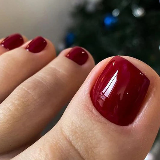 ARTAUG 24PCS Short Square Wine Red Solid Full Cover Full Cover Fake Nail Set Cheap Nails Summer Nails Delicate Nail
