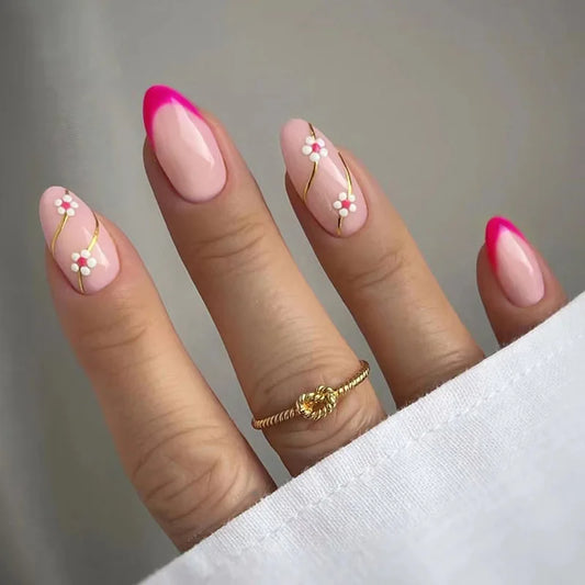 24Pcs French Wearing Acrylic False Nails Aurora Purple Pink Nail Art Hot Girl's Glamorous Nails Tips Art Simple Short Manicure