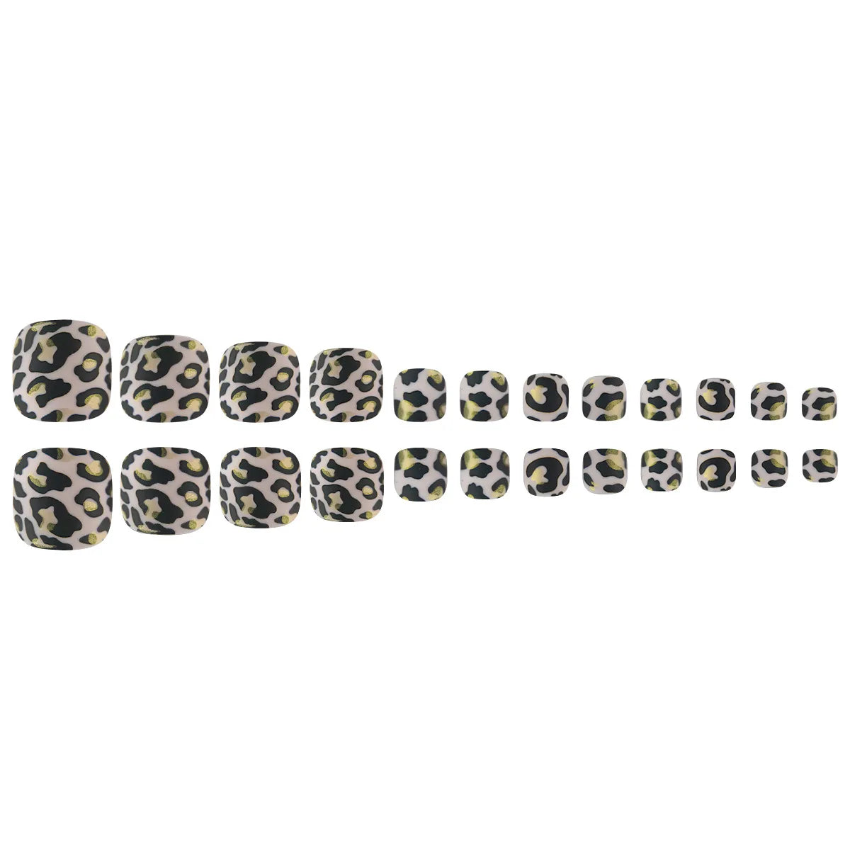 24PCS Black Leopard Print Press on Toe Nails Elegant Ins False Toenails Spice Girl Full Cover Wearable Simple Foot Fake Nail Set