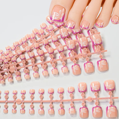 Blossom – Pink French Square Press-On Toenails