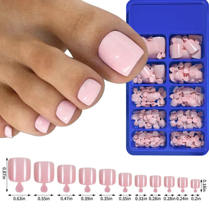 100Pcs White Clear Square Toenail Tips Short Press On Toenails Acrylic Fake Toe Nails Full Cover Artificial Foot Extension Tips