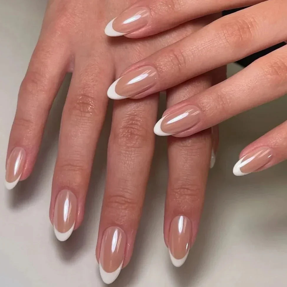 Eclipse – Black Pearl Glossy Almond Press-On Nails