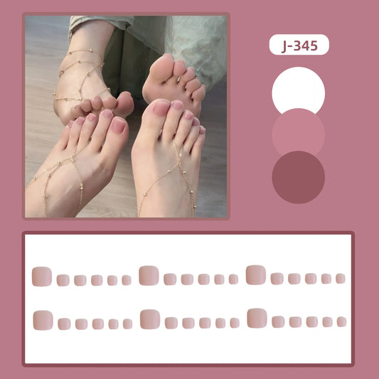 36pcs Matte Pink False Toe Nails Sweet Korean Ins Simple Solid Color Fake Toenails Wearable Reusable Press on Footnails