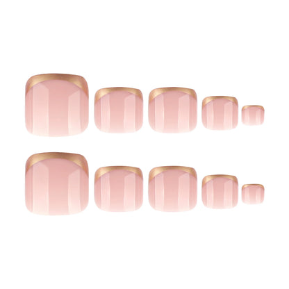 24Pcs Nude Pink Color Fake Nails Summer Barefoot Decor French Press On Toe Nails Women Girls Wearable False Nails Patches