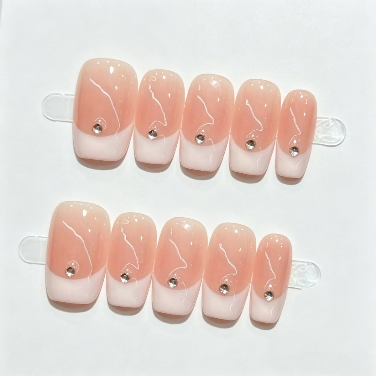 10pcs Handmade Press on Nail Art Classic French Almond Cat-Eye Nude Full-Coverage Nail Tips Detachable Wearable Nail for Women