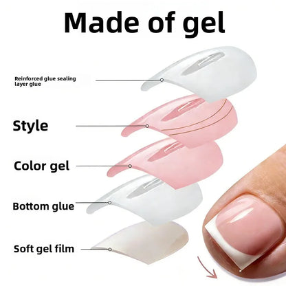 150pcs French Foot Wear Nail Set Summer Short Square Shiny False Toenail Acrylic Full Coverage Suitable for Nail Salon