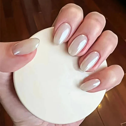Eclipse – Black Pearl Glossy Almond Press-On Nails