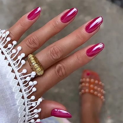 Eclipse – Black Pearl Glossy Almond Press-On Nails