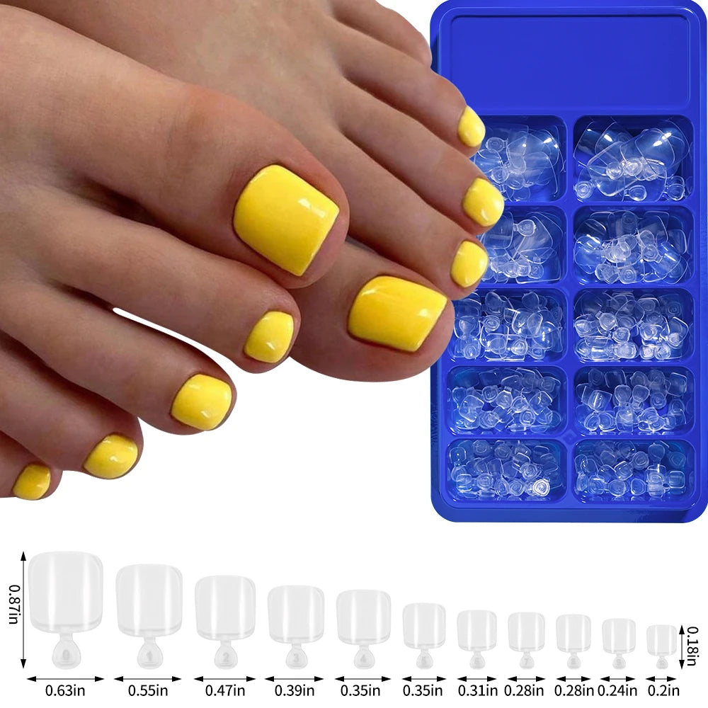 100Pc/Set Solid Color Simple Foot Fake Nails Artificial Red Fake Acrylic Nails Press On Toenails Art Tips Gluing Manicure Tool #