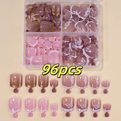 Cherry – Red Short French Press-On Toenails