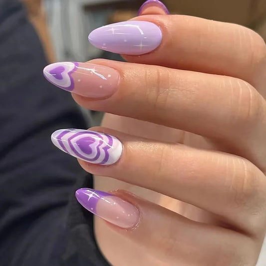 24Pcs Mid-length Simple French White-edge Nails Sticker Artificial Nail Set Wearing Bow White 3D Art Manicure Acrylic Nail Tips