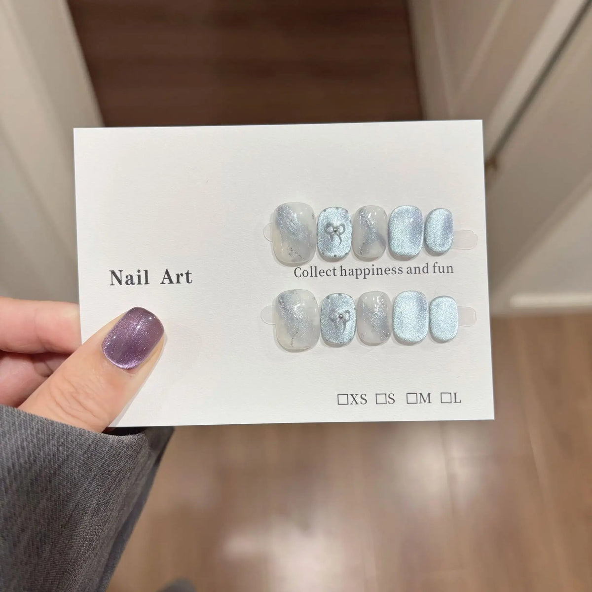 10Pcs Cat Eye Handmade Press on Nails Candy Color Fake Nails Summer Cute Wearable Stick-on Nails Full Cover False Nail Uñas 네일팁