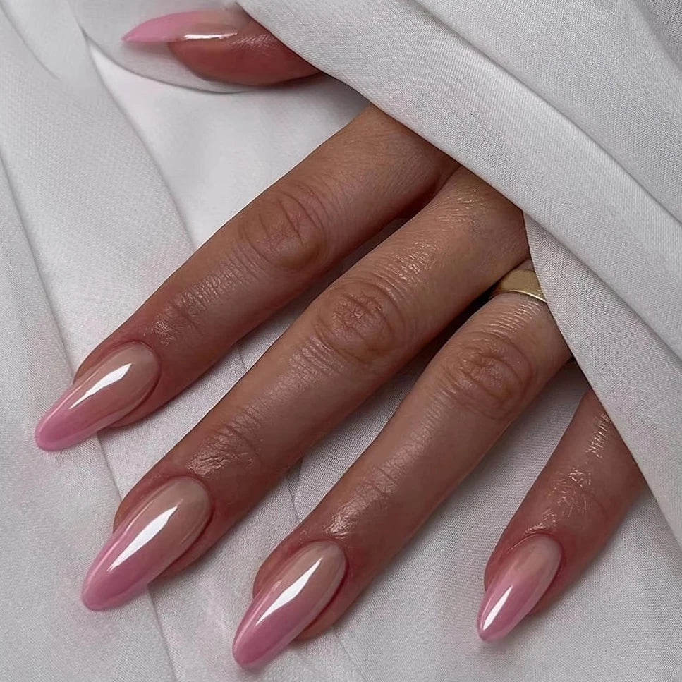 Eclipse – Black Pearl Glossy Almond Press-On Nails
