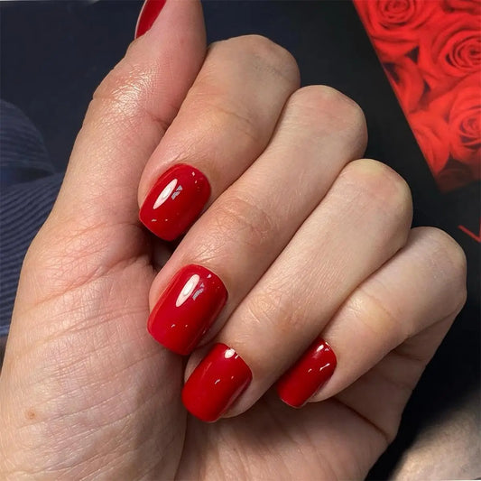 120PCS Pressed French Short Square False Nails In Solid Color Design Full Coverage Acrylic Nail Art-Suitable For Home Diy Dates