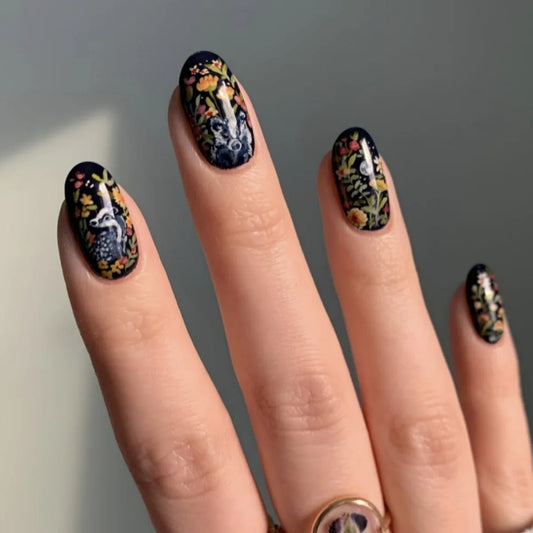 24pcs Wearable Nails Set Press on Gradient Colorful Mid-length Almond False Nails Art Finished Simple Glitter Oval Fake Nail Tip