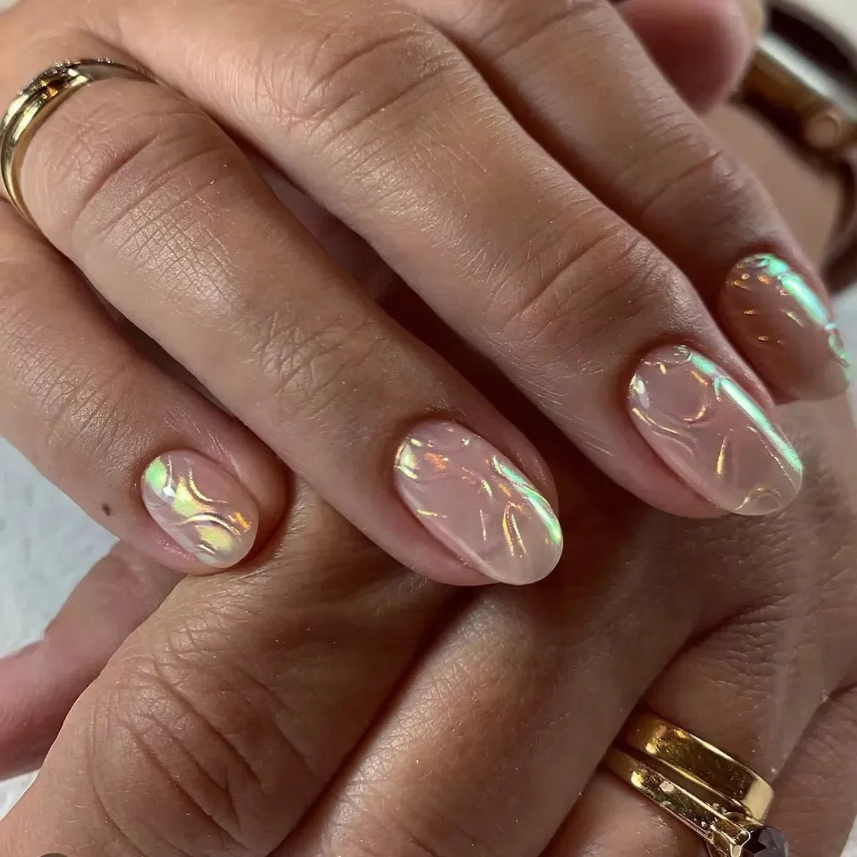 Eclipse – Black Pearl Glossy Almond Press-On Nails