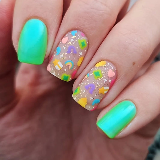 24pcs Spring Flower Pattern Press on Nails Sets Colorful Short Square False Nails Art for Woman Ballet Fake Nail Tips Manicure
