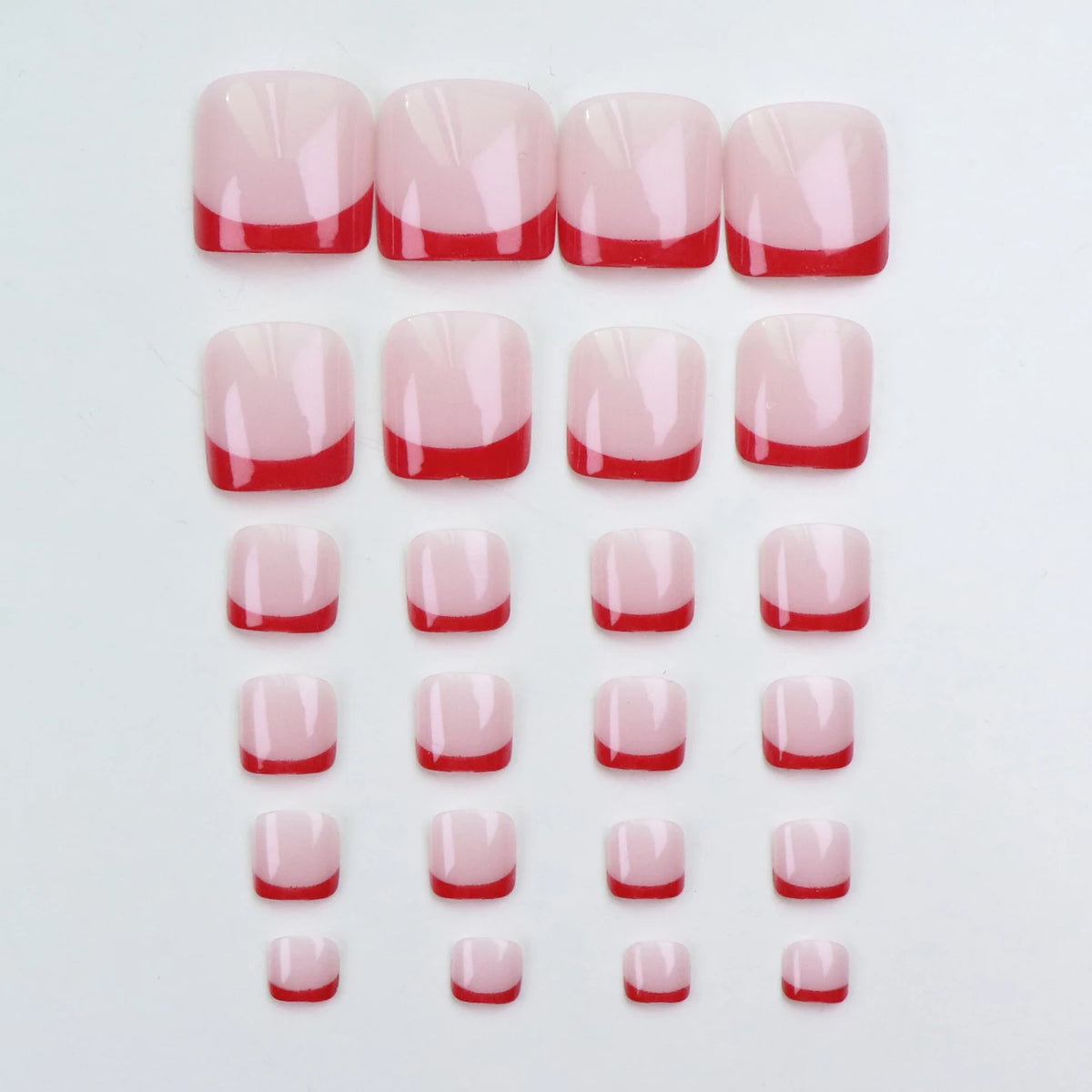24pcs Instantly Upgrade Your Look With Red-edged Full-coverage False Toe Set 1pc Nail File & 1Nail Glue Sticker Kit Nails