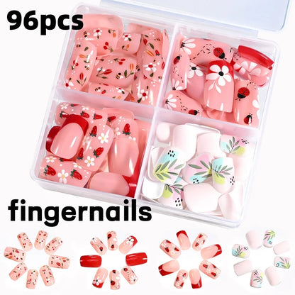 Cherry – Red Short French Press-On Toenails