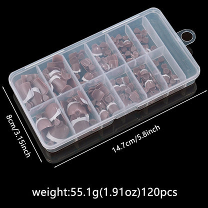 216/120Pcs Nude Pink French Toenails Fake Nails, 6 Sizes Solid Colors Short Square False Nails, French Manicure Fake Toe Nails#