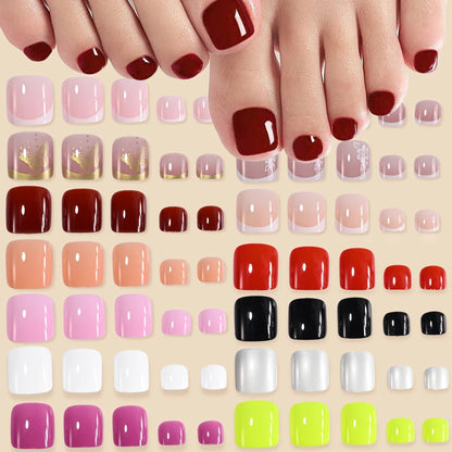 Cherry – Red Short French Press-On Toenails