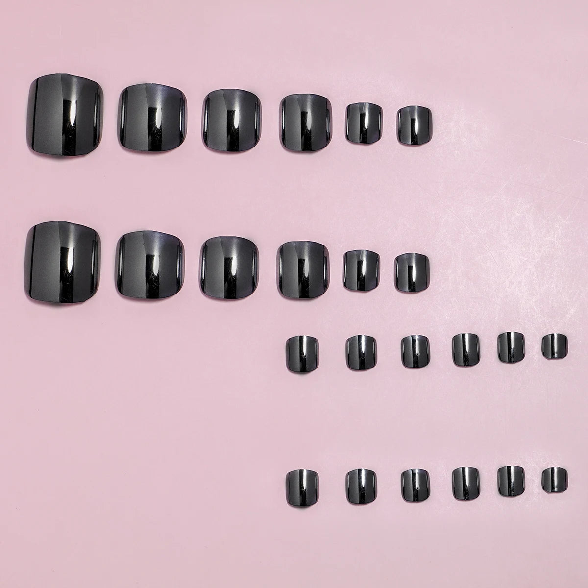 24 pcs Glossy Gold Silver Metallic Mirror Press On Chrome Toenails Short Square Fake Toenails for Women and Girls