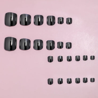 24 pcs Glossy Gold Silver Metallic Mirror Press On Chrome Toenails Short Square Fake Toenails for Women and Girls