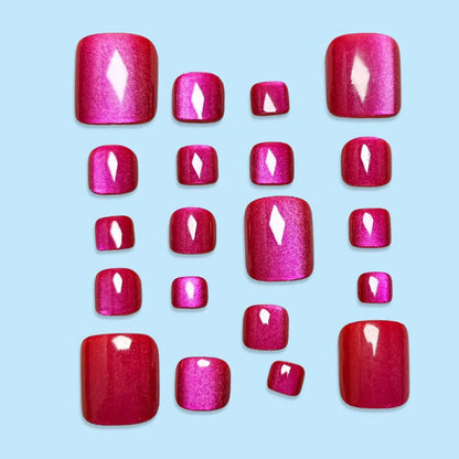 96pcs/Box 4Colors Cat Eye Press-On Toenails French Short Square Press-on Toenail Design Full Cover for Wearing Feet Nail Supplie
