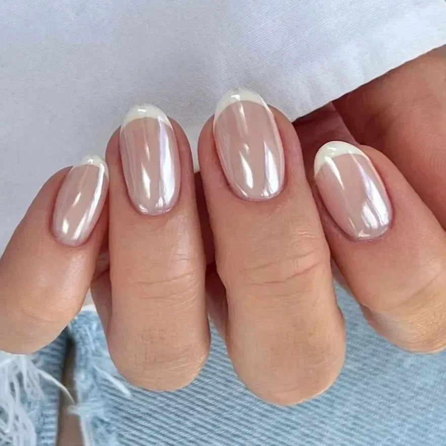 Eclipse – Black Pearl Glossy Almond Press-On Nails