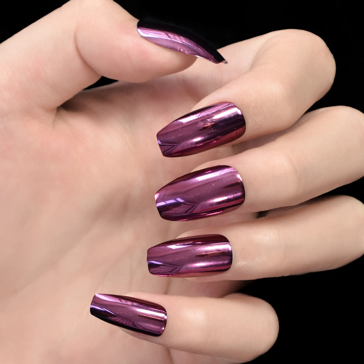 Silver Coffin Fake Nails Long Ballet Metallic False Nail Tips Solid Color Mirror Press On Nails Art Manicure At Home Salon Tools