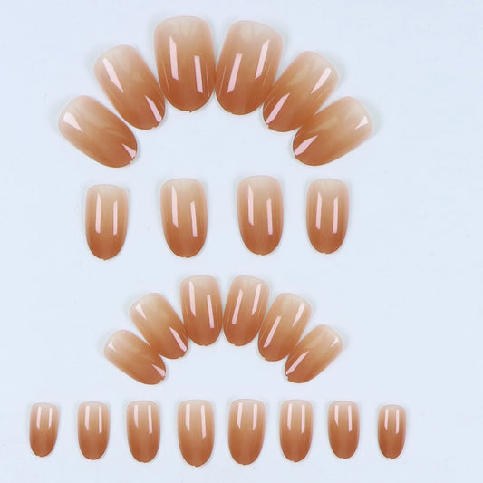 Use press on nails 24 short Water Drop Press Nail Gradient Blush Nude Japanese Style Nail Nail Set with 1 piece jelly and 1 piec
