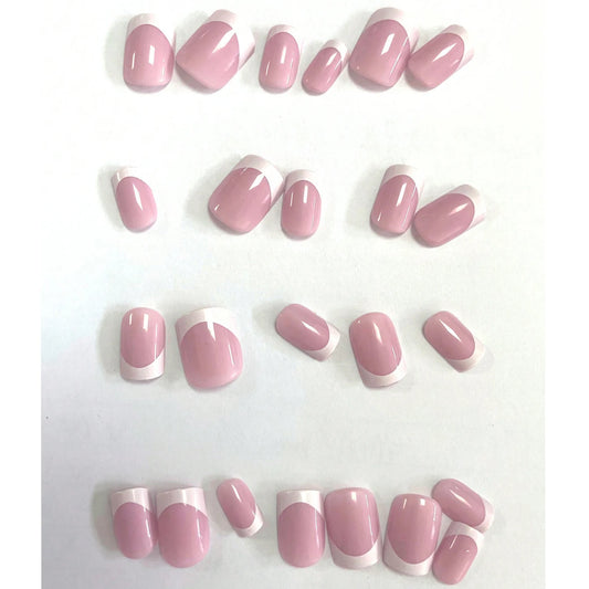 24 PCs Short French Minimalist Nails with 1 Jelly and 1 Nail File