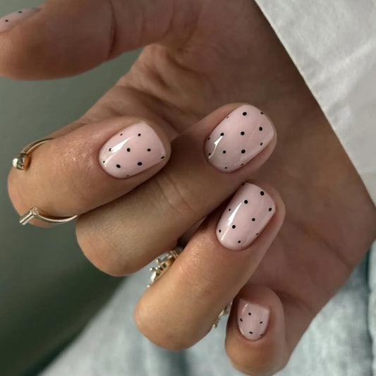 24pcs Simple Fake Nails Tips Detachable Star Gradient Design Stick on Nail Set Short Ballet False Nail Art Square Press on Nails