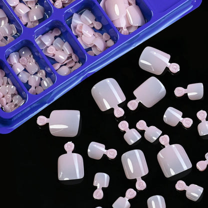 120Pcs Nude Pink Short Square Press On Toenails Natural -Solid Color Soft Gel Fake Toenails 12 Sizes Full Cover False Toe Nail