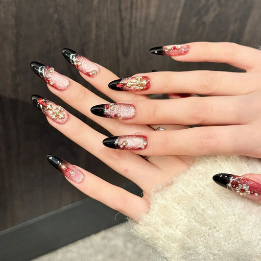 10PCS Oval Handmade Press On Nails,Luxury With A Touch Of Elegance,Suitable For Festivals Parties And Daily Wear.