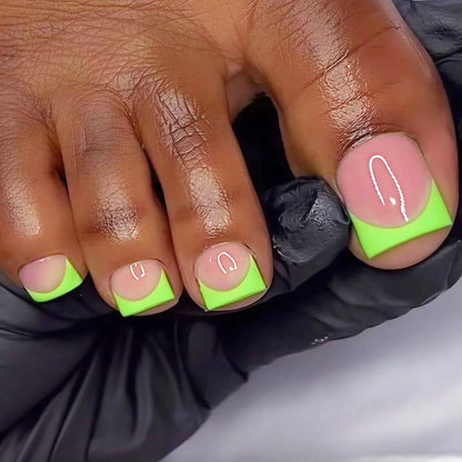 24Pcs Nude Pink Color Fake Nails Summer Barefoot Decor French Press On Toe Nails Women Girls Wearable False Nails Patches