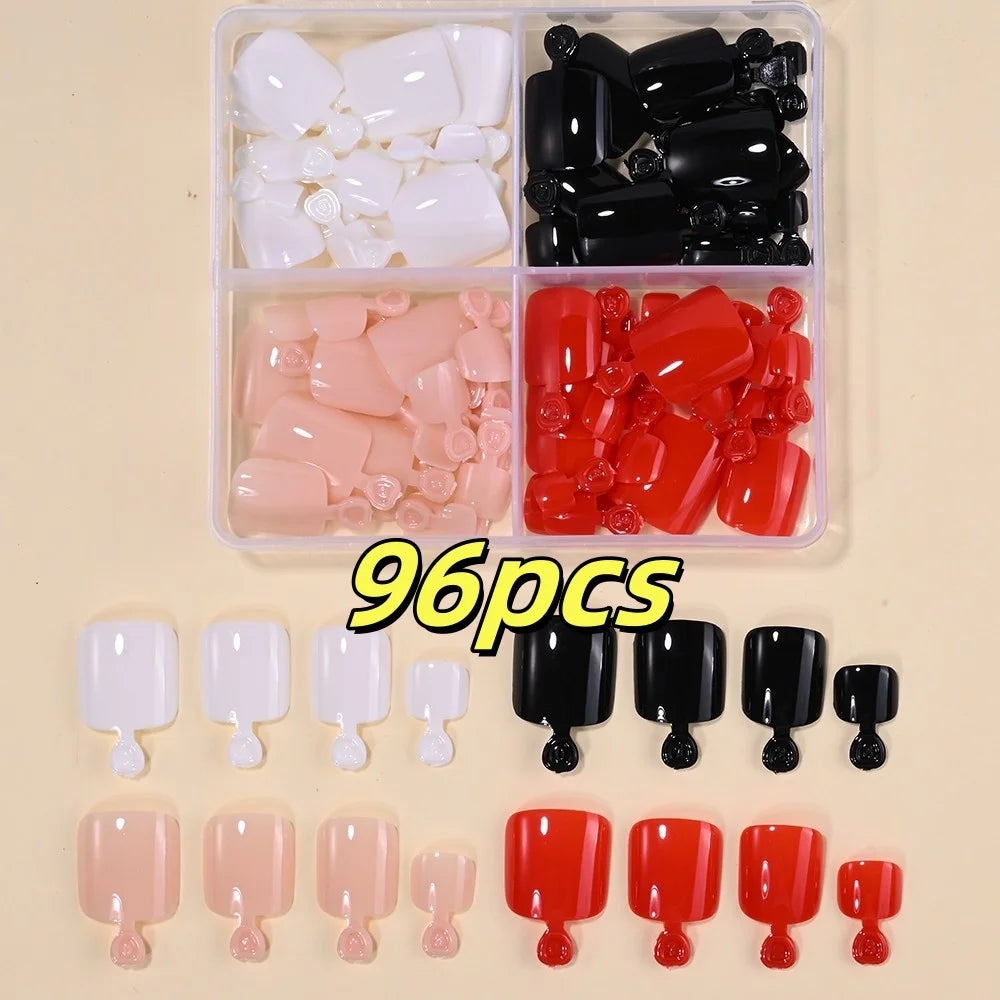 Cherry – Red Short French Press-On Toenails