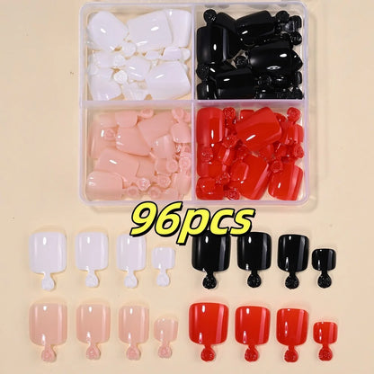 Cherry – Red Short French Press-On Toenails