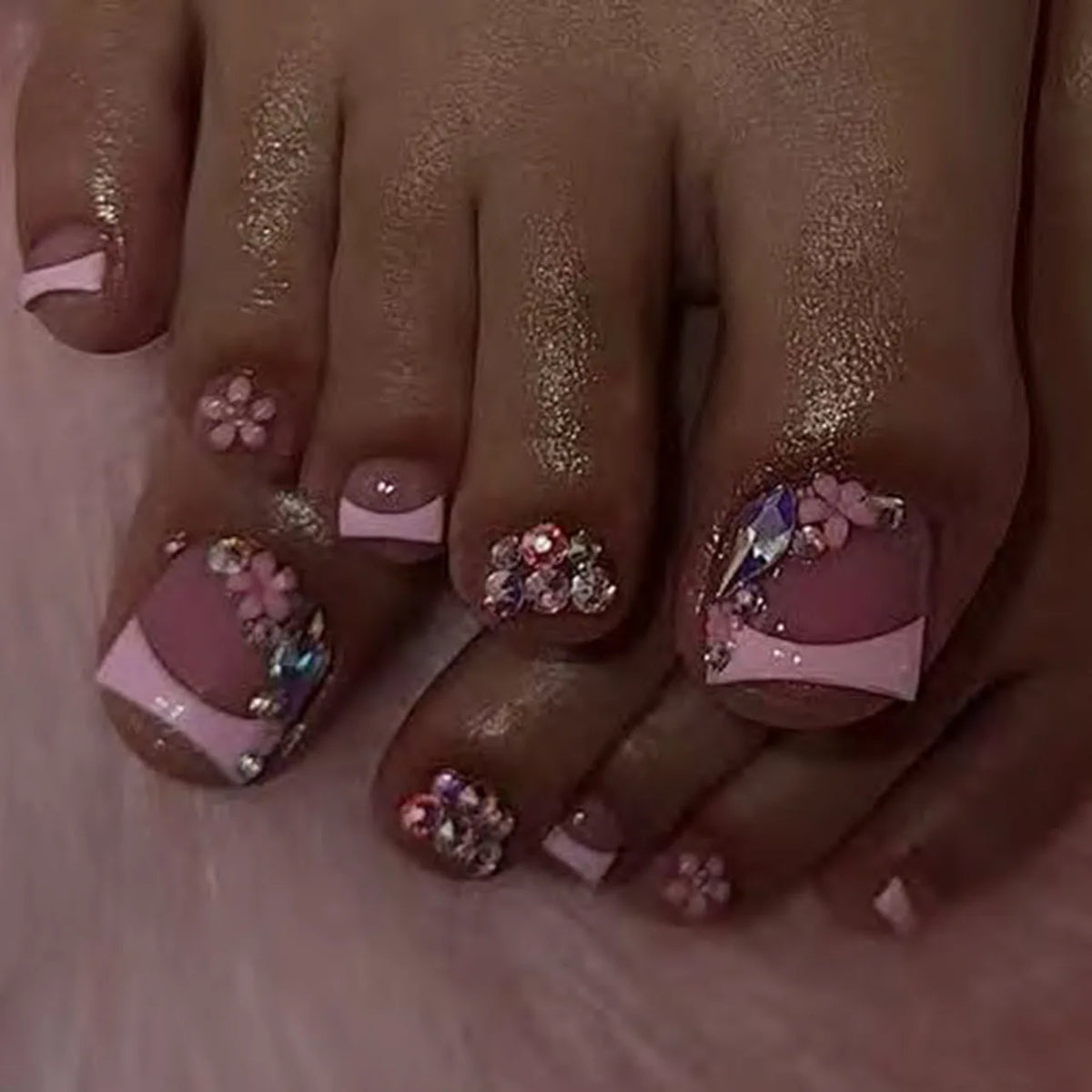 Wine Red Solid Color False Nails Art Simple French Pink White Polk Dot Summer Beach Fake Toenails Charms Cat Eye Press on Nails