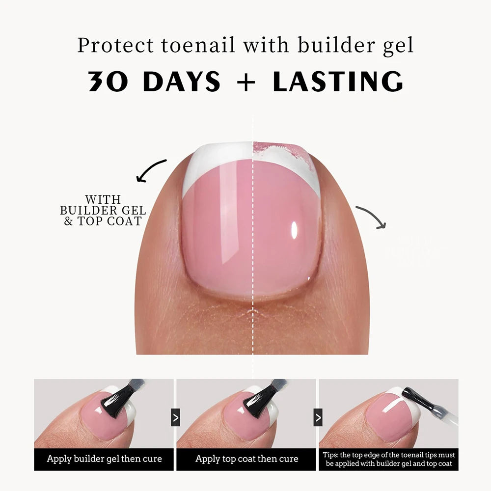 120pcs Pink/Naked French Fake Press On Toenails Shiny Glossy Short Square Full Cover Toenail Flake Kawaii Summer Women Toot Tips
