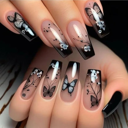 24Pcs Nude White French Fake Nail Short Square Nail Tips Fashion Wearable False Nails with Glue Simple Full Cover Press on Nails
