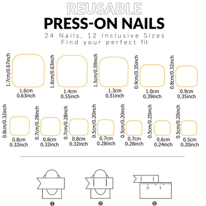 24pcs Instantly Upgrade Your Look With Red-edged Full-coverage False Toe Set 1pc Nail File & 1Nail Glue Sticker Kit Nails