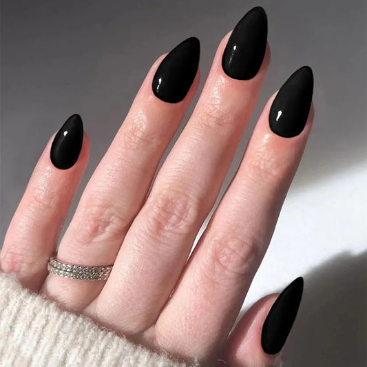 24pcs Solid Color False Nails Sets Wearable Red Full Cover Nail Tips Simple Short Almond Fake Nail Art for Woman Press on Nails