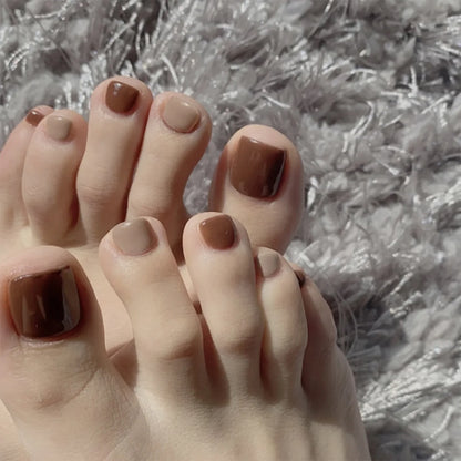 24Pcs Fake Toenails Solid Color Wearable Press on Toe Nails Summer Women DIY Artificial Manicure Short False Nails for Foot