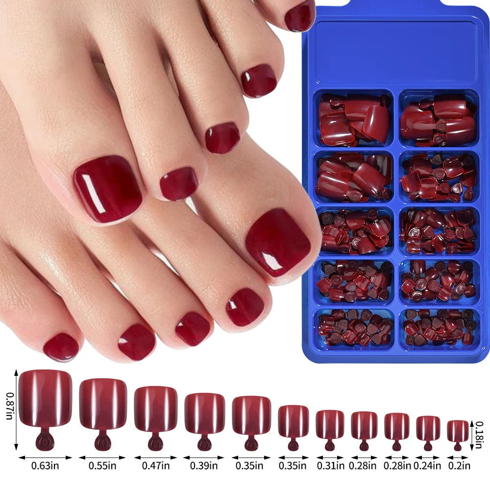 100Pcs White Clear Square Toenail Tips Short Press On Toenails Acrylic Fake Toe Nails Full Cover Artificial Foot Extension Tips