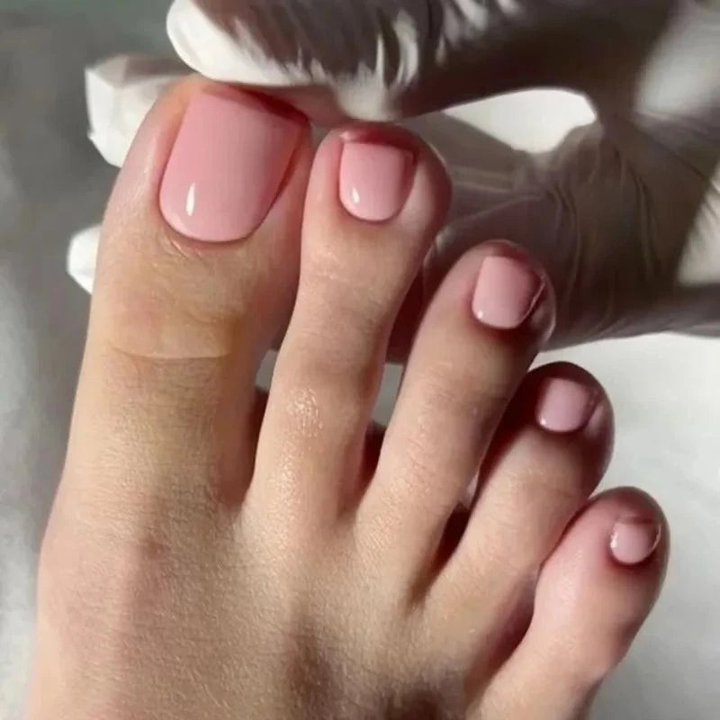 Wine Red Solid Color False Nails Art Simple French Pink White Polk Dot Summer Beach Fake Toenails Charms Cat Eye Press on Nails