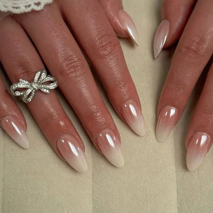 Eclipse – Black Pearl Glossy Almond Press-On Nails